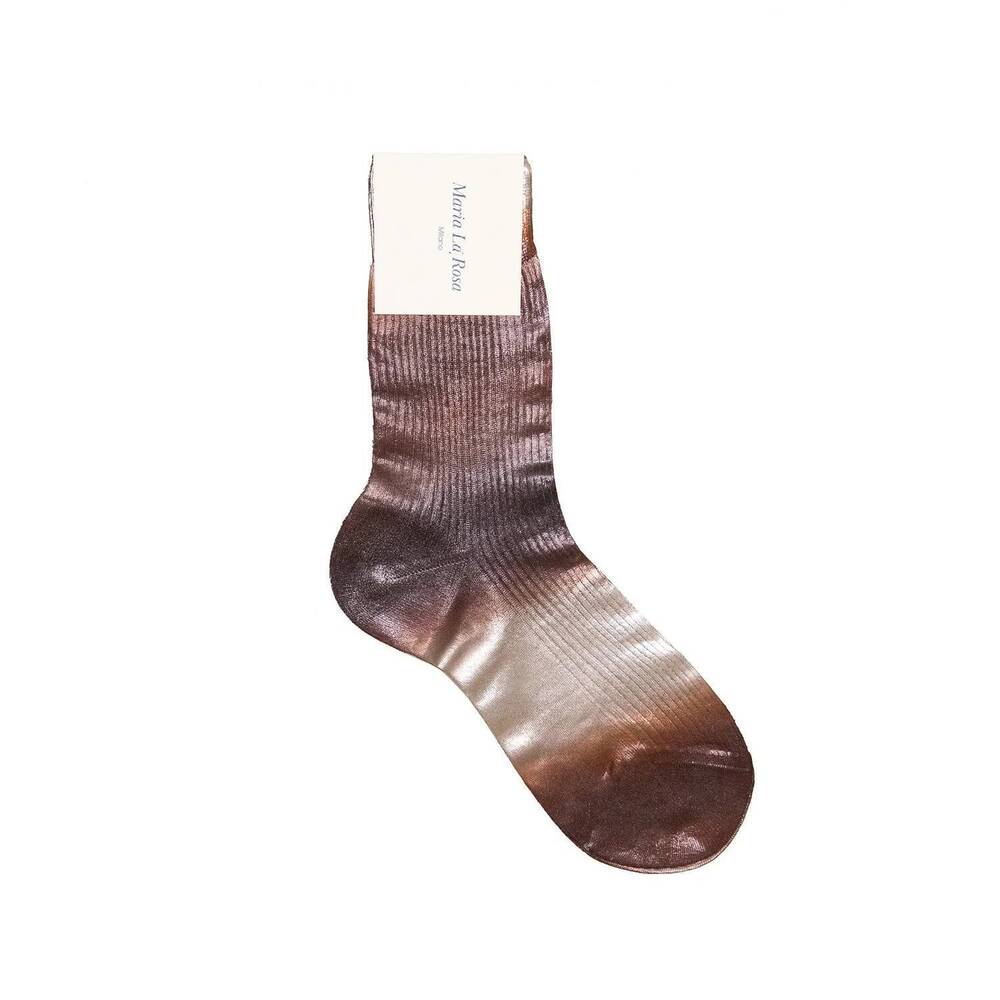 NEW MARIA LA ROSA women's ribbed socks in flash brown